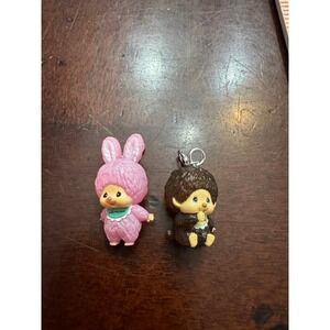 Sekiguchi Monchhichi Chimutan Mini Figure Charms Pink Bunny Brown Monkey